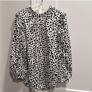 J. Crew Black and White Animal Print Blouse